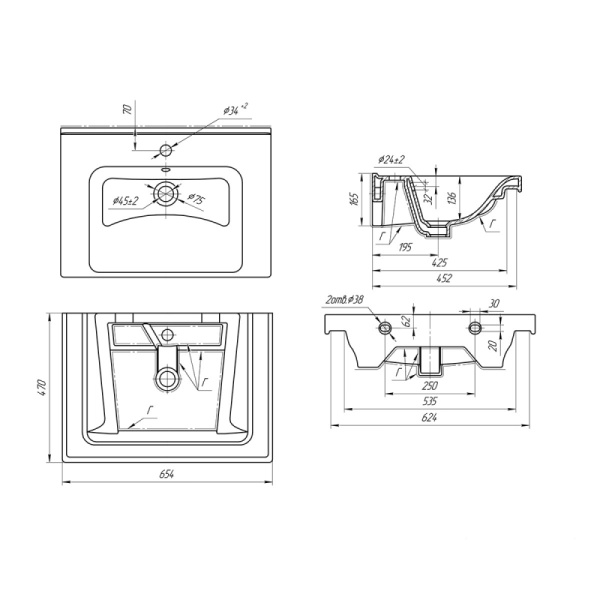 Раковина Bellezza Гармония-65 4660018640214
